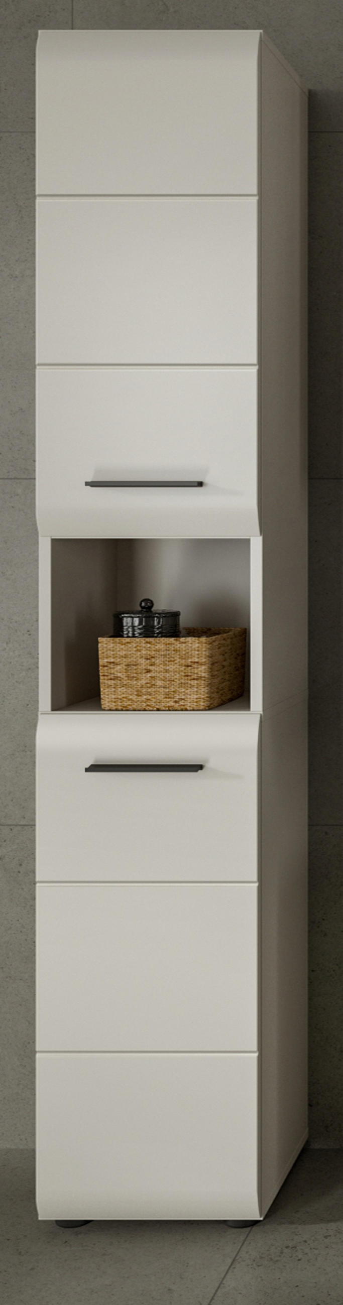 HOCHSCHRANK Kaschmir 30 x 185 cm, Badschrank mit wechselbarem Türanschlag - Kaschmir/Schwarz, Holzwerkstoff/Kunststoff (30/185/30cm) - Inn.Furn