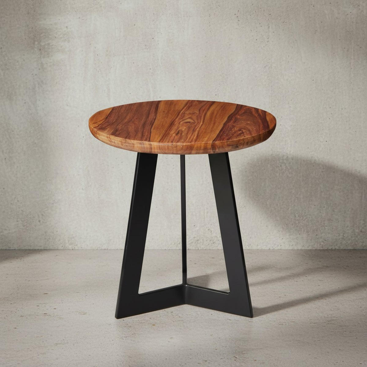 BEISTELLTISCH – Massivholz Metall 35x37x35 cm Industrial - Schwarz/Braun, Holz/Metall (35/35/37cm) - KADIMA DESIGN