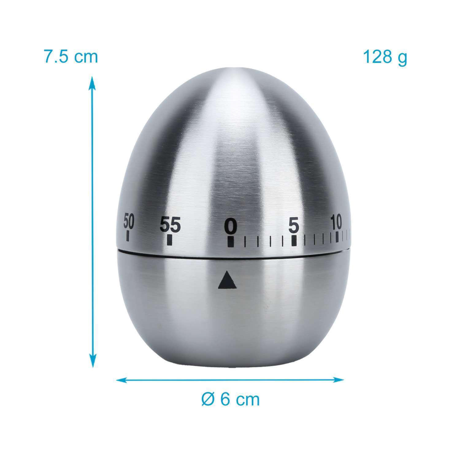 EIERUHR Küchentimer - Silberfarben, Metall (6/7.5/6cm) - Intirilife