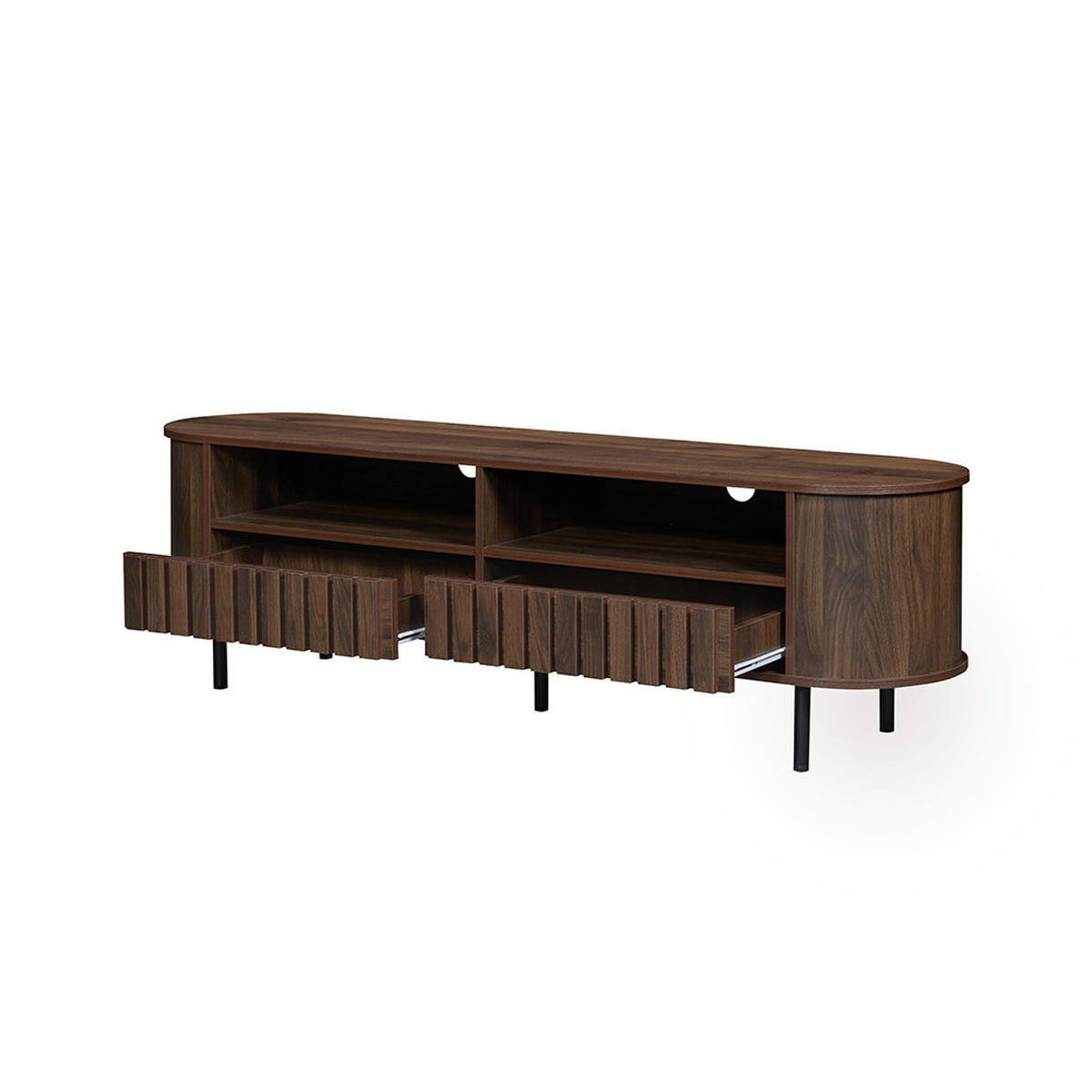 LOWBOARD in 160 x 40 x 48 cm mit 2 Schubladen, Dunkel nussbaum - Walnussfarben, Holzwerkstoff (160/48/40cm) - KOMHTOM