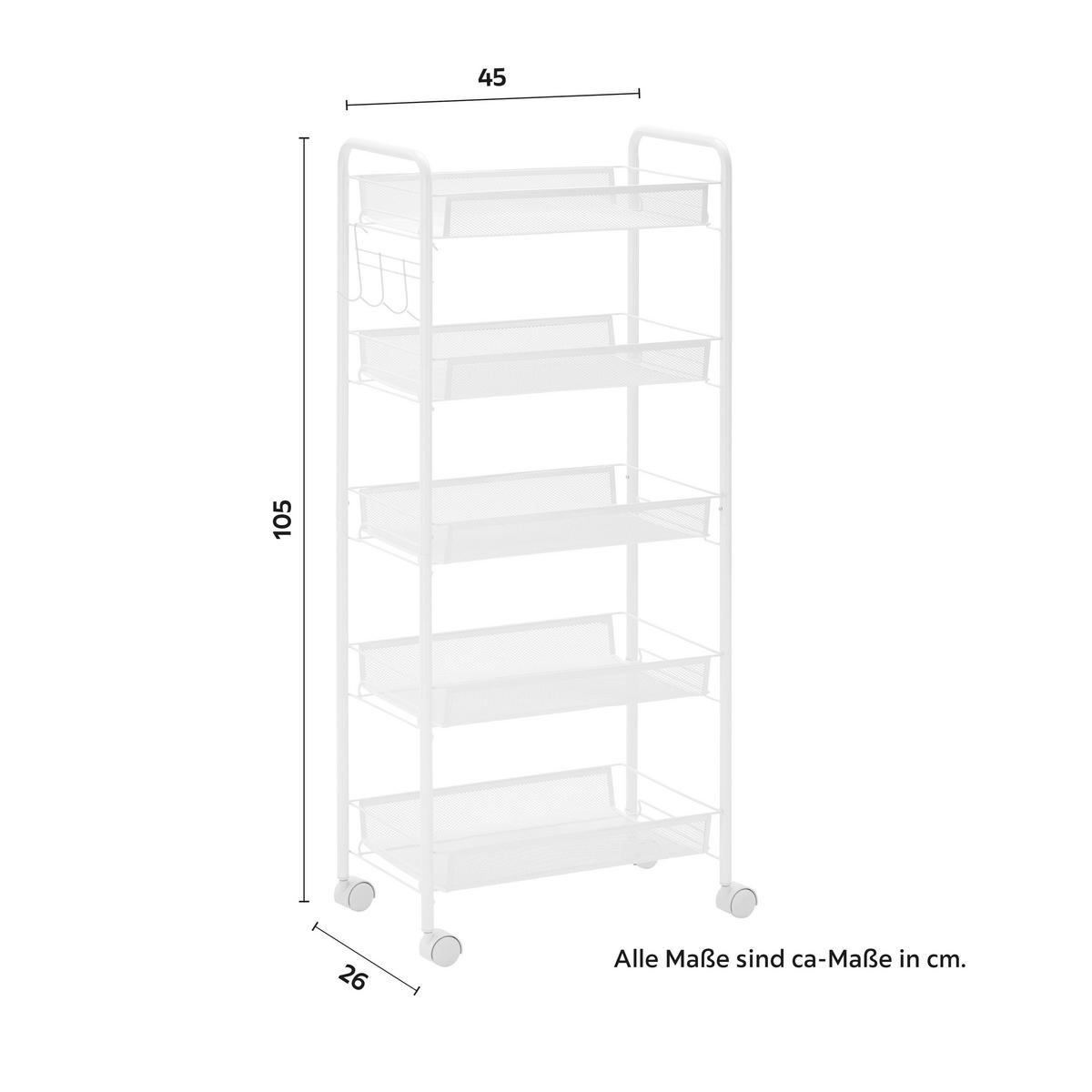 ROLLWAGEN Sandro Weiß Metall - Weiß, Metall (45/105/26cm) - Bessagi Home