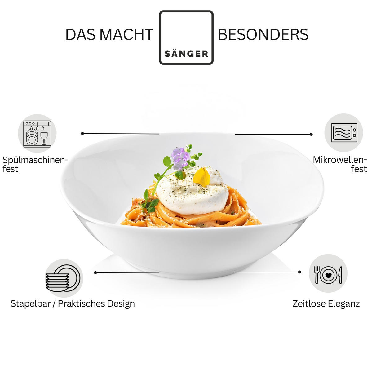 PASTASCHALEN SET BILGOLA - 6 teilig aus Porzellan - Weiß, Keramik (21cm) - Sänger
