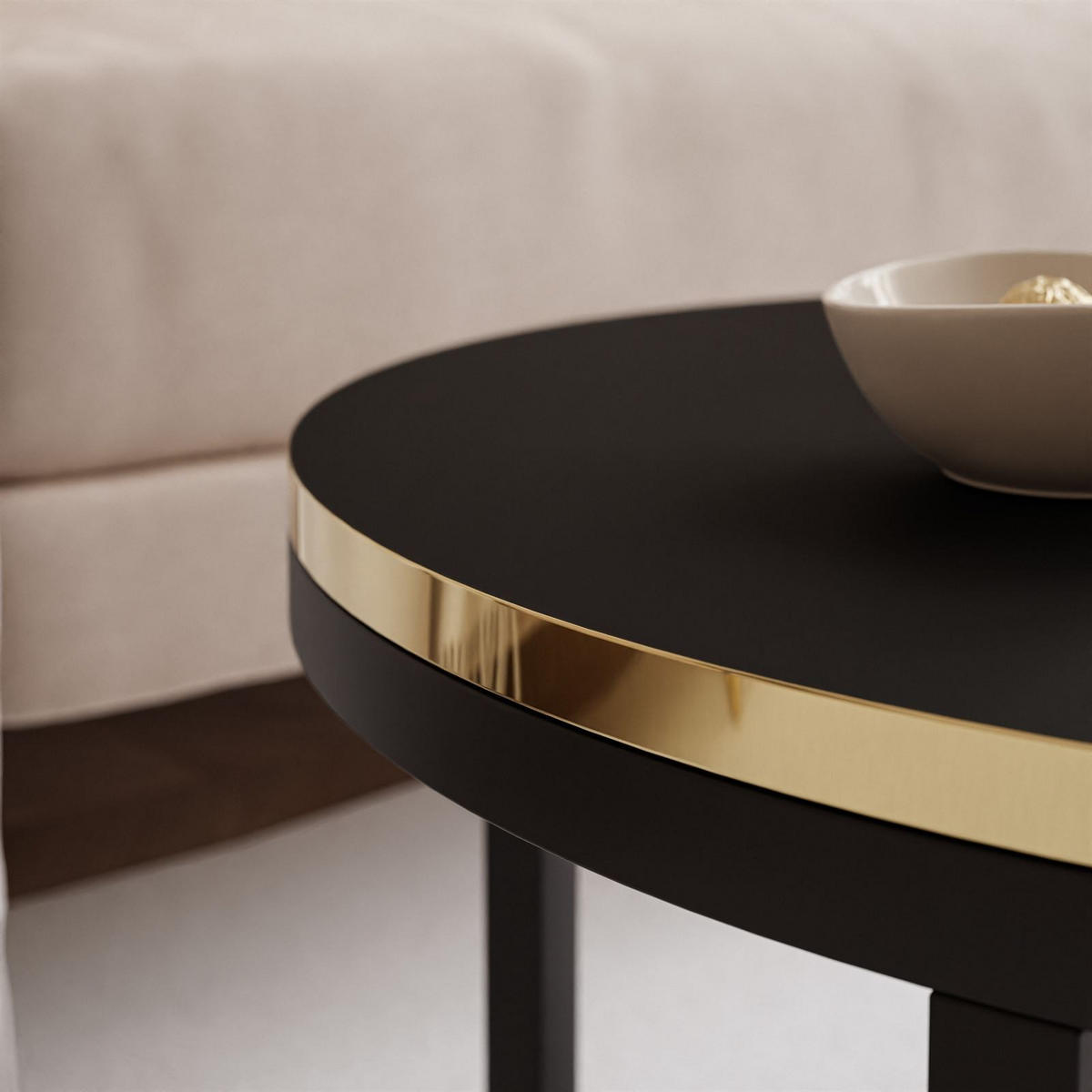 COUCHTISCH SOLEIL 2in1, rund, Mattschwarz - Schwarz, Holzwerkstoff (70/70/48cm) - Lookway