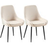 ESSZIMMERSTUHL 2er Set Samt Creme - Creme/Schwarz, Textil (50/86/53cm) - CLP