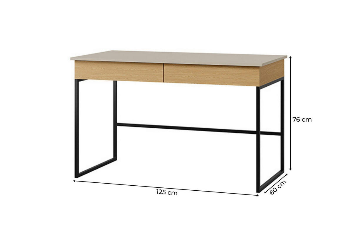 SCHREIBTISCH LIMA 10 125/76/60 cm in Kaschmir/Eiche - Kaschmir/Eichefarben, Holzwerkstoff (125/76/60cm) - Deine Möbel 24