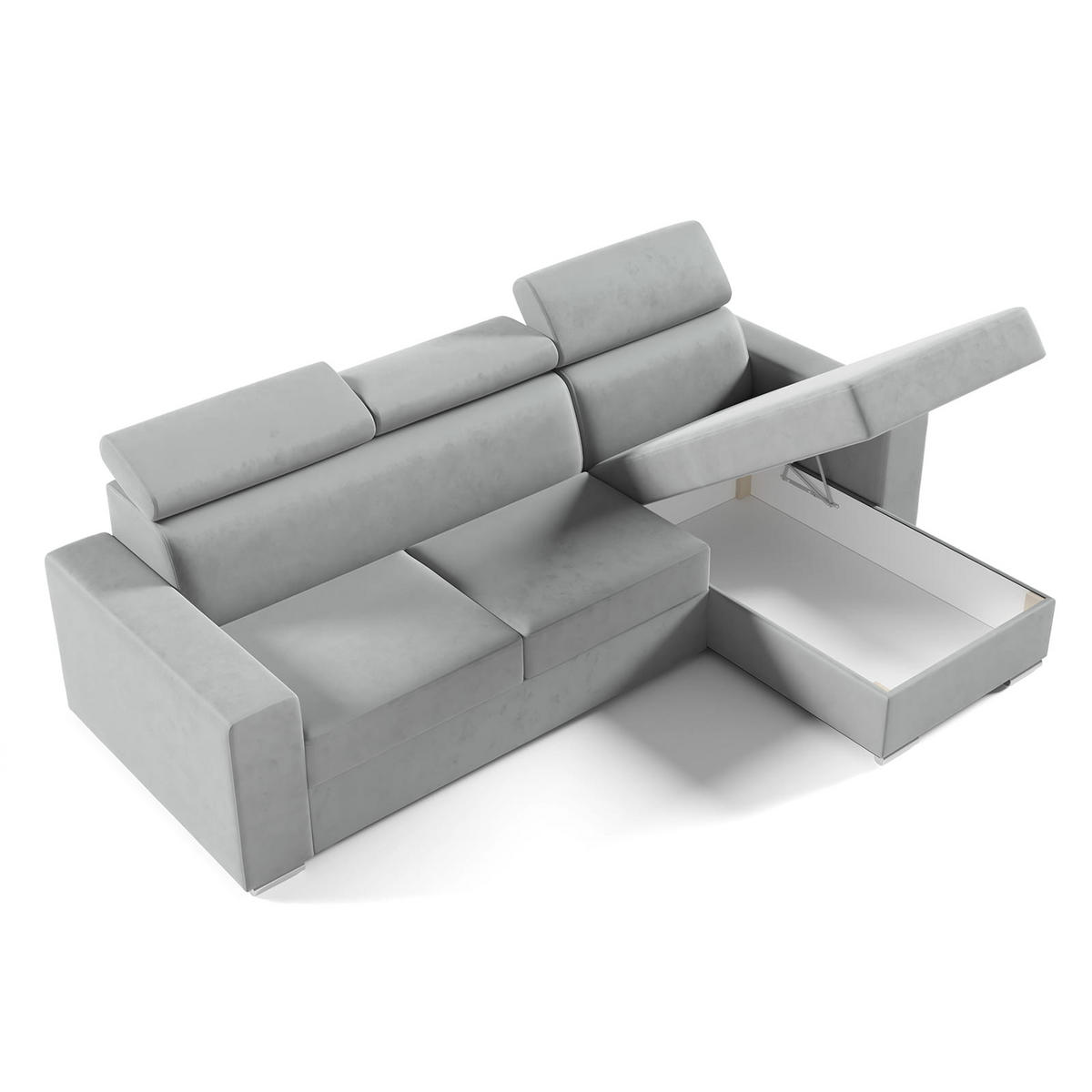 ECKSOFA Nela L-Form mit Bettkasten und Schlaffunktion - Dunkelgrau, Textil (170/245cm) - Jerpax