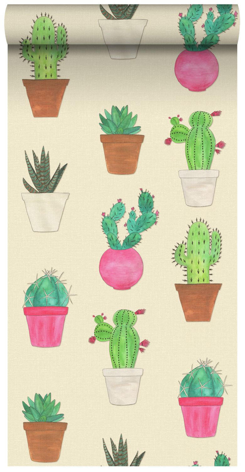 XXL-VLIESTAPETE Kakteen 50 x 900 cm - Pink, Papier (50/900cm) - ESTAhome