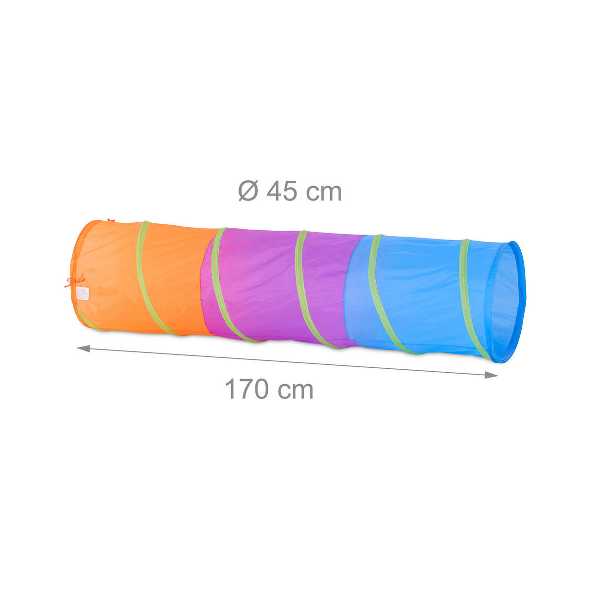 SPIELTUNNEL Bunt Pop-Up Polyester 170 cm - Multicolor, Textil/Metall (45/45/170cm) - Relaxdays