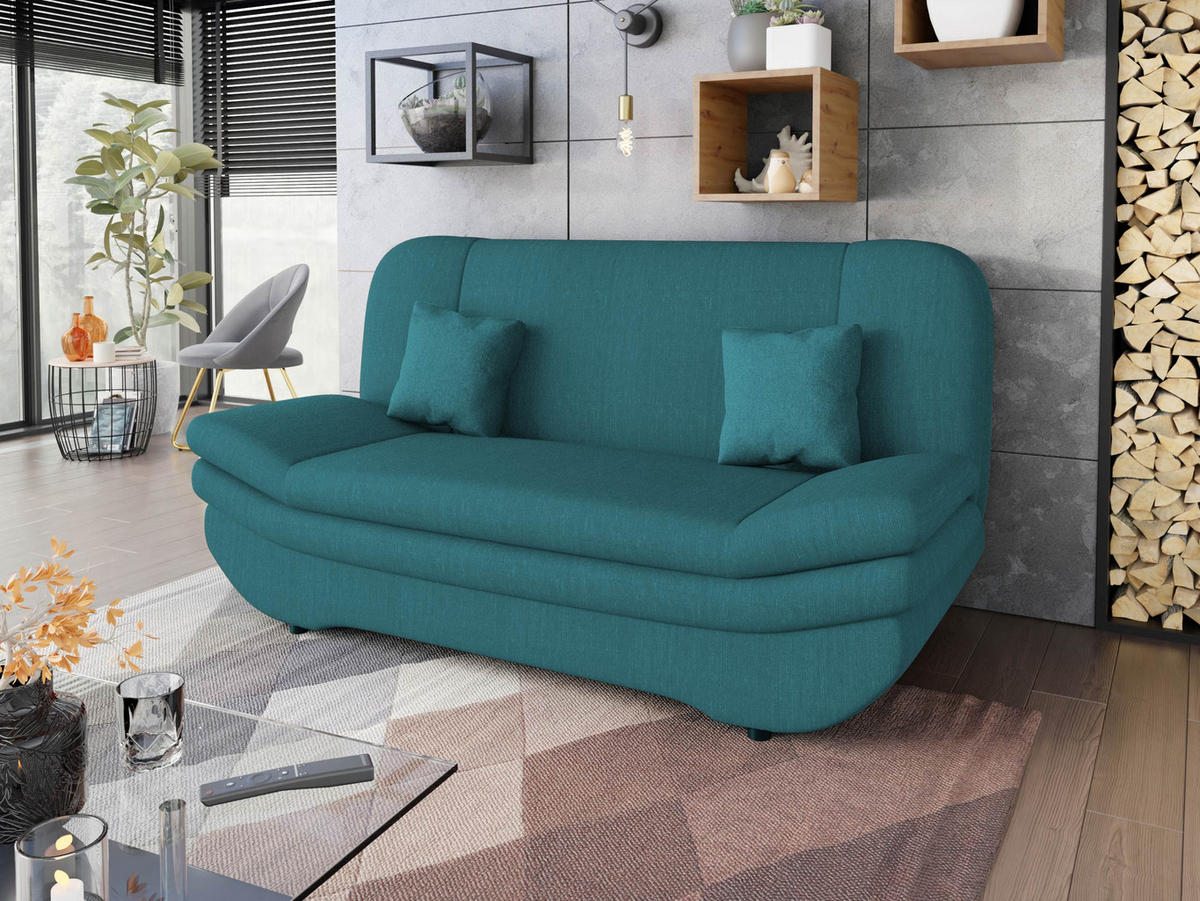 SCHLAFSOFA Weronika - Türkis/Schwarz, Holz/Kunststoff (200/95/90cm) - MIRJAN24