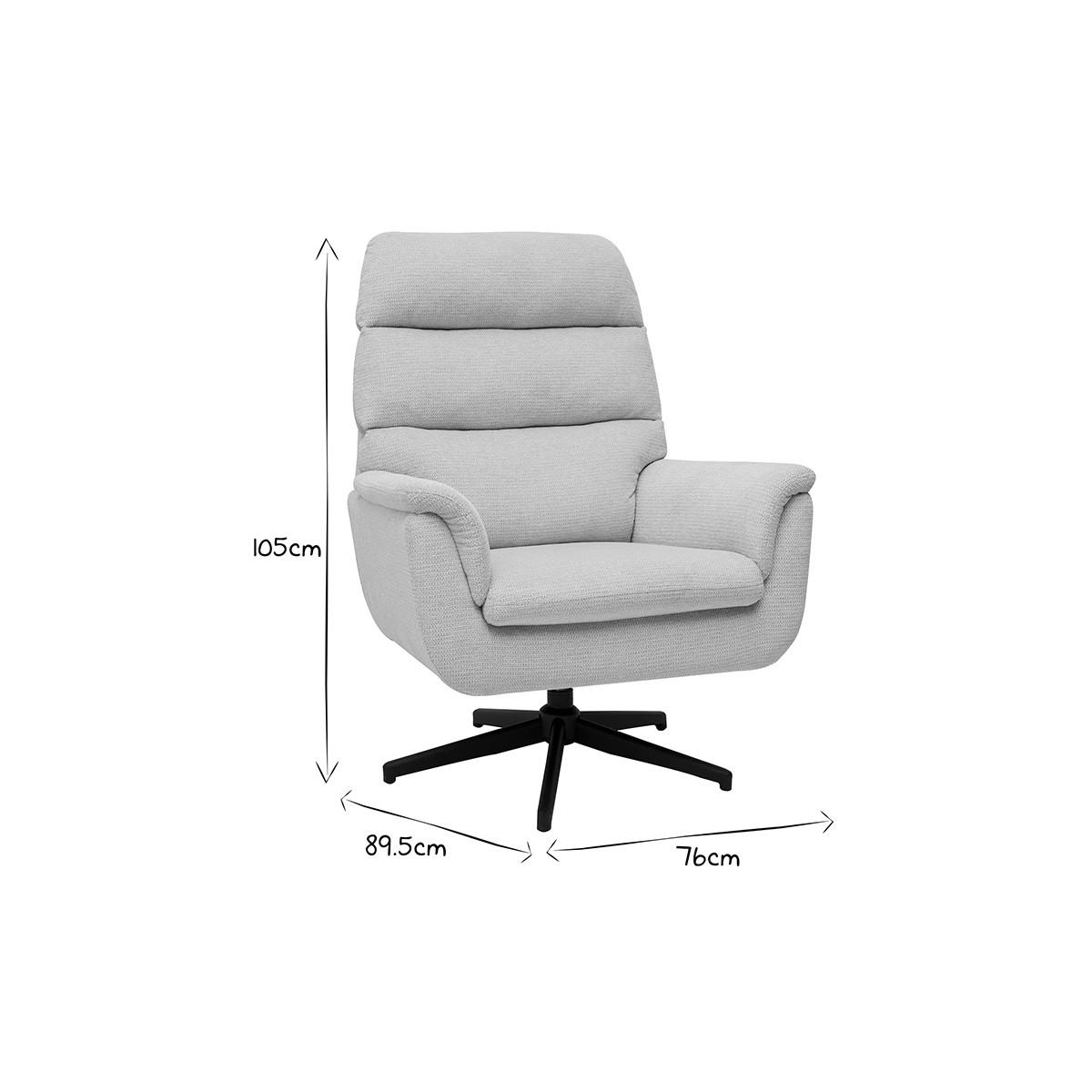 SESSEL drehbar Stoff Beige Metall JONAH - Beige, Textil (89.5/105/76cm) - Miliboo