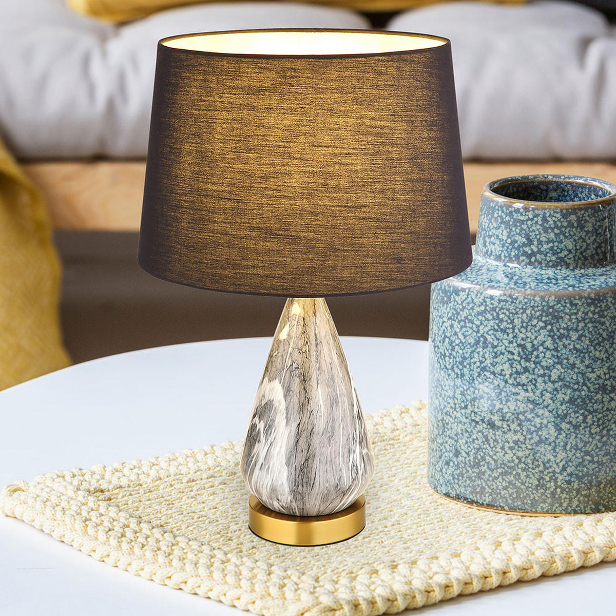 LED TISCHLEUCHTE Metall Schwarz - Schwarz, Metall (35/35/54cm) - Globo Lighting