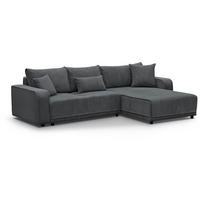 ECKSCHLAFSOFA Primo L dunkelgrau - Dunkelgrau/Schwarz, Textil (290/185cm) - Beautysofa