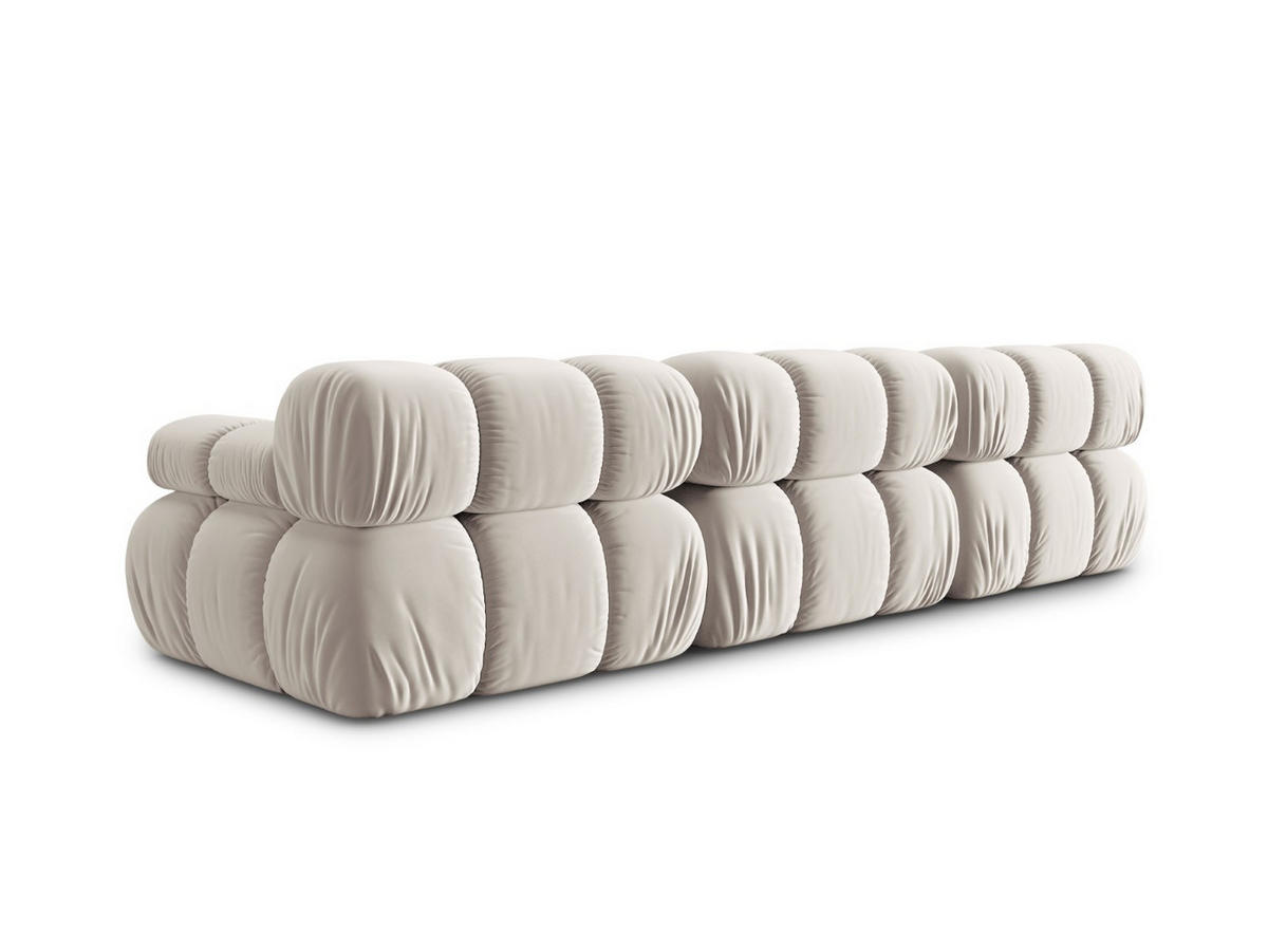 MODULARES-SOFA Bellis aus Samt leichtes beige 3 Sitzplätze - Creme, Textil (94/63/282cm) - Micadoni