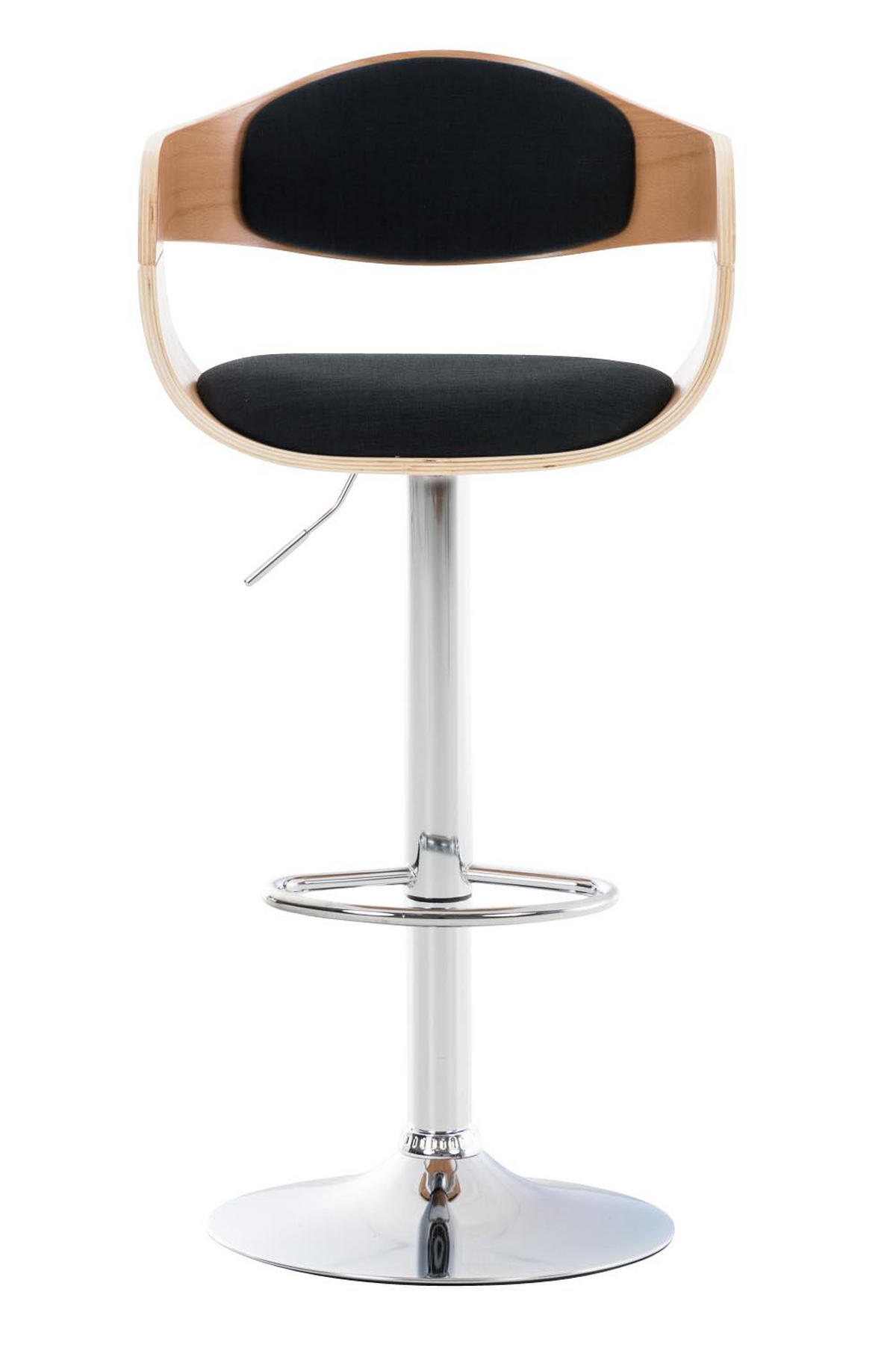 BARHOCKER 2er Set Stoff natura/schwarz - Chromfarben/Eukalyptusholzfarben, Textil/Metall (50/88/48cm) - CLP