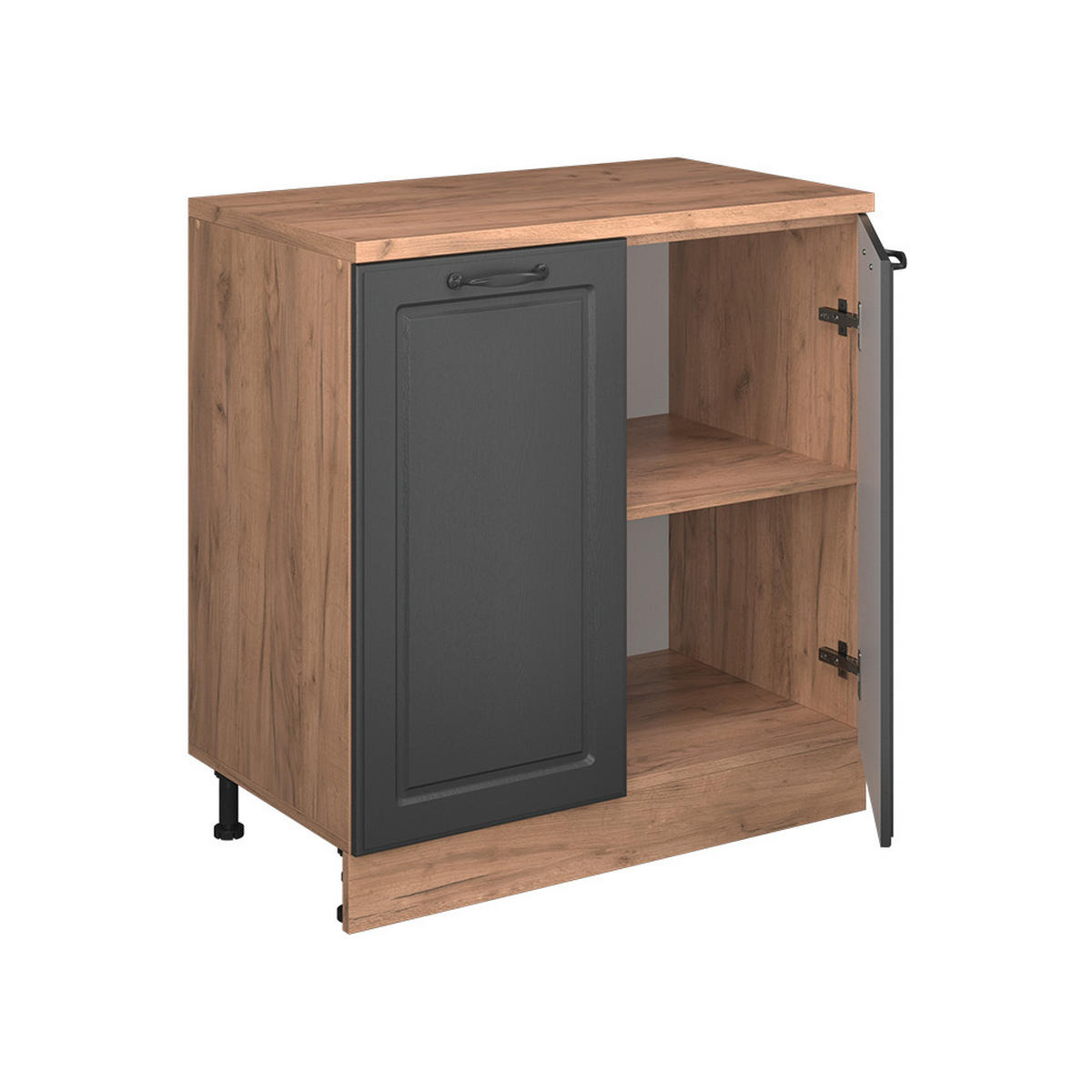 KUHINJSKA OMARA ZA POŠEVNE STREHE R-Line, Antracitna podeželska hiša, 80 cm brez naklona z 2 vrati - medeni hrast/antracit, leseni material (80/83.8/46cm) - Vicco
