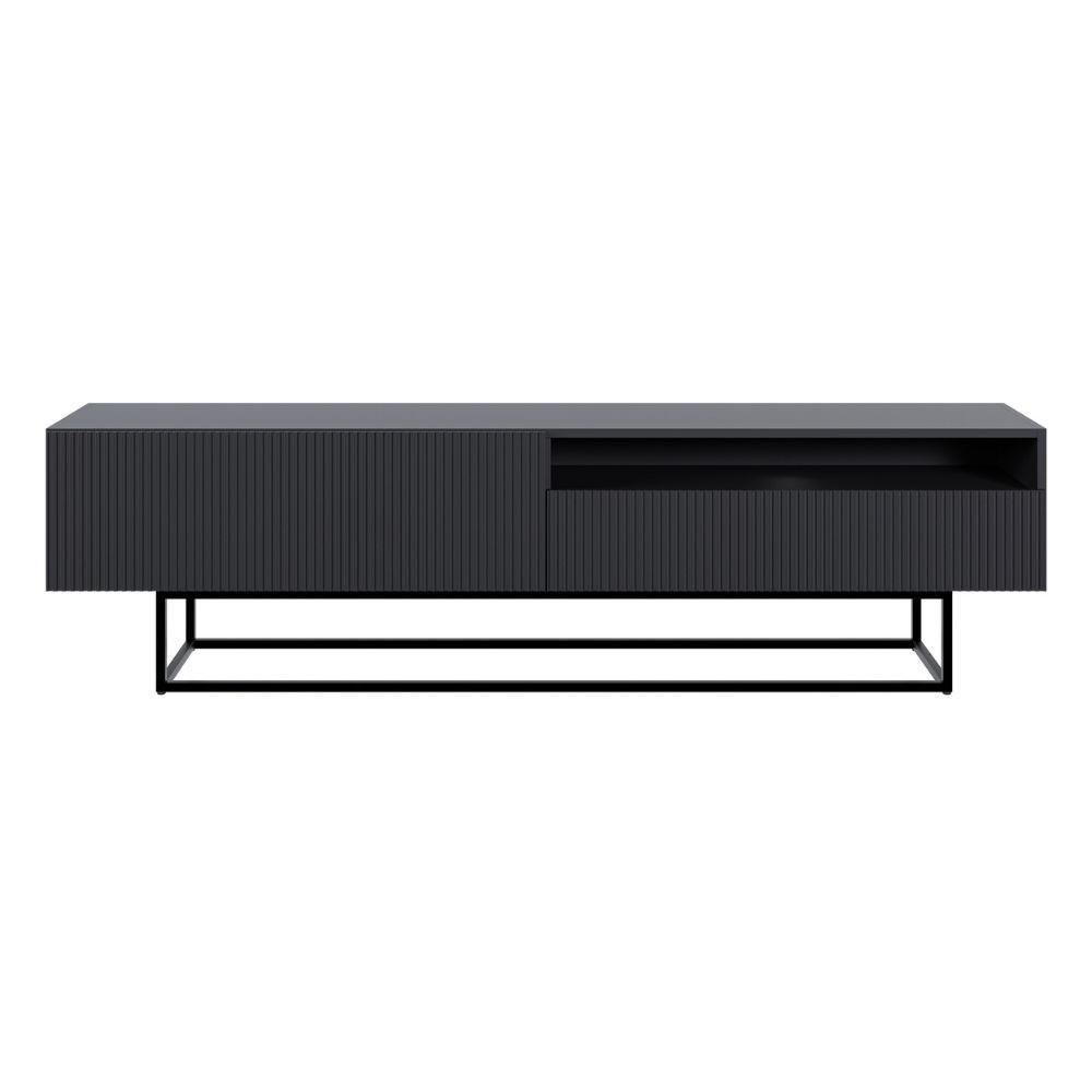 TV-SCHRANK Veldio Schwarz mit offenem Fach 175 cm - Schwarz, Holzwerkstoff/Metall (175/46.5/31.6cm) - Selsey