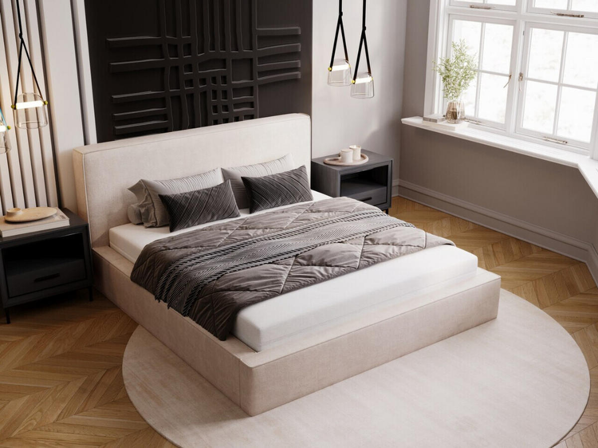 POLSTERBETT Monaco 200x200 Beige - Beige, Textil (200/200cm) - Graingold