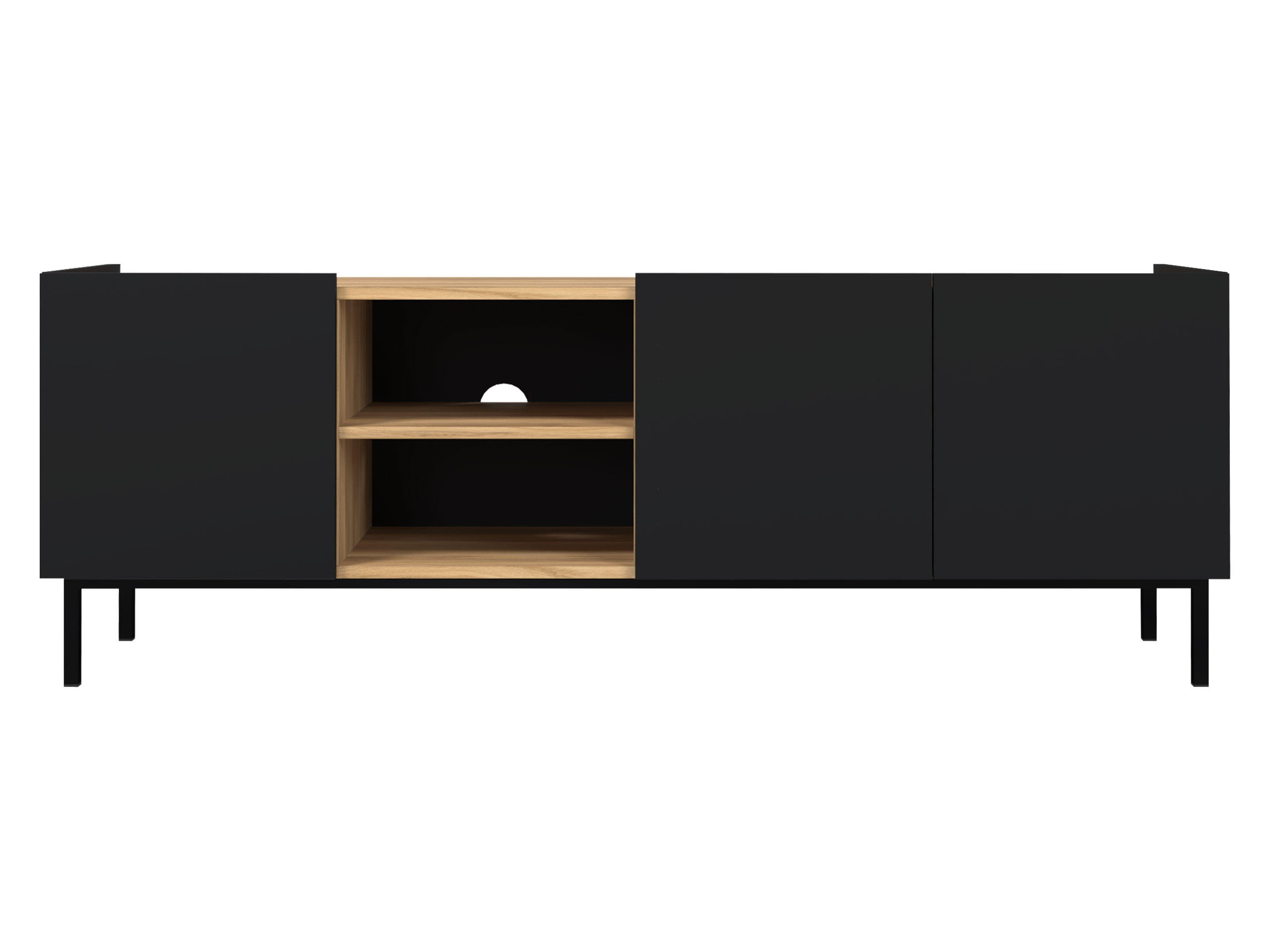 TV-SCHRANK System 77 - Schwarz, Holzwerkstoff/Metall (153/55/44cm) - MIRJAN24