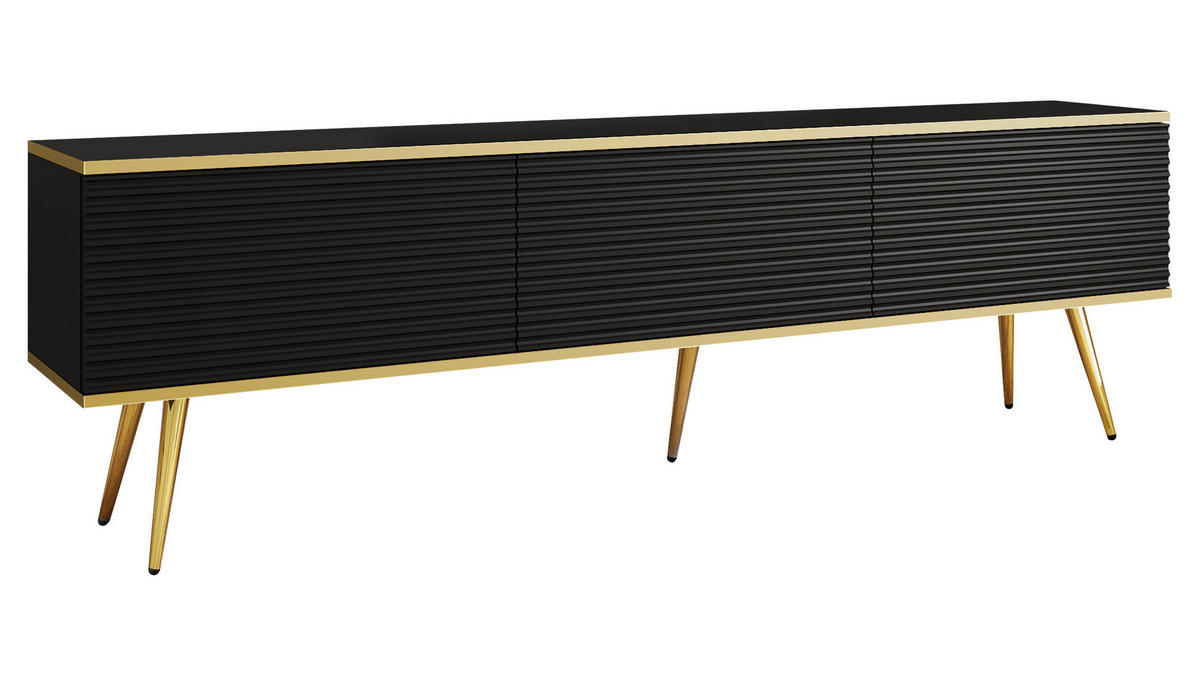 TV-LOWBOARD Oro II mit Füße - Goldfarben/Schwarz, Holzwerkstoff/Metall (175/53/32cm) - MIRJAN24
