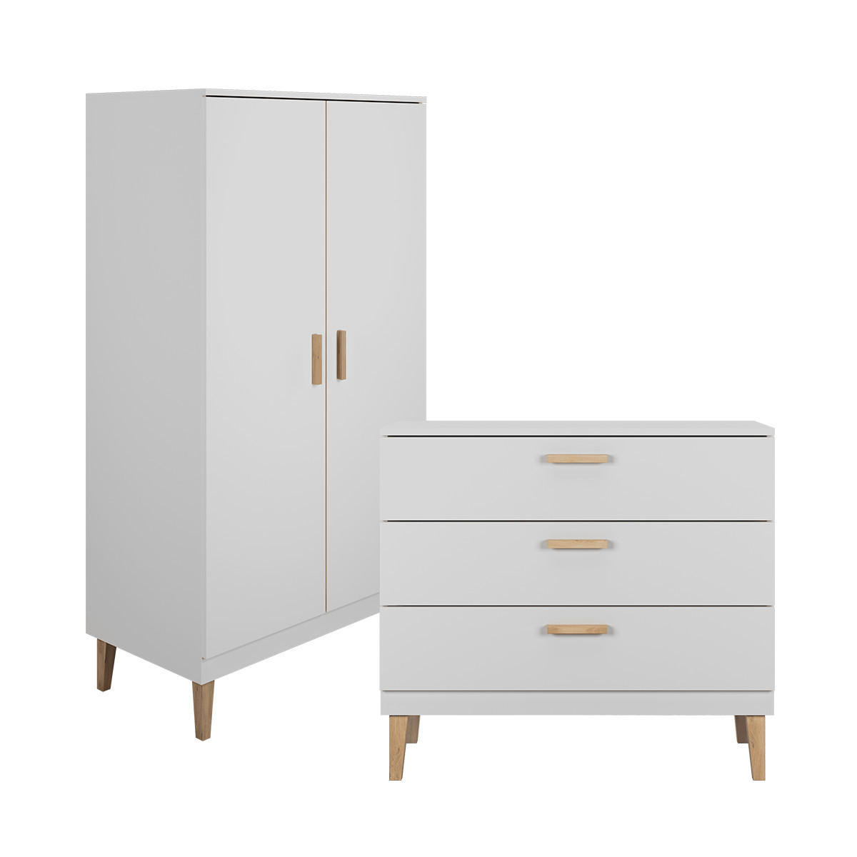 BABYZIMMER 2-teilig Kubi Weiß - Weiß, Holzwerkstoff (100/47/90cm) - Petits-meubles