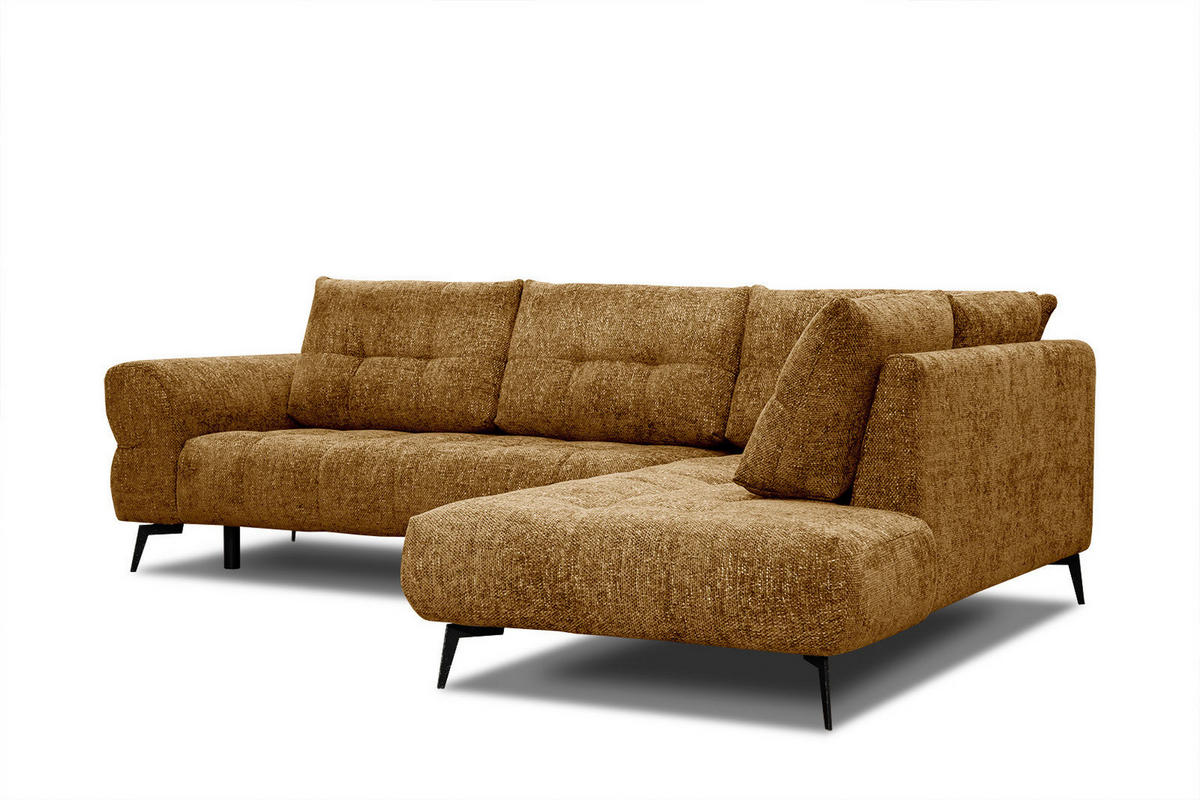 ECKSOFA SALVINI 5-Sitzer, dunkelgelb - Dunkelgelb/Schwarz, Holzwerkstoff/Textil (292/158cm) - Courtois Laville