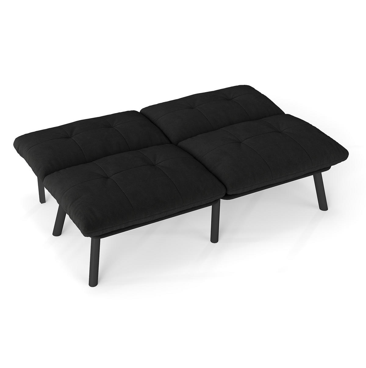 SOFA-BETT klappbar Schwarz Samt - Schwarz, Metall (160/78/81cm) - Meubliv