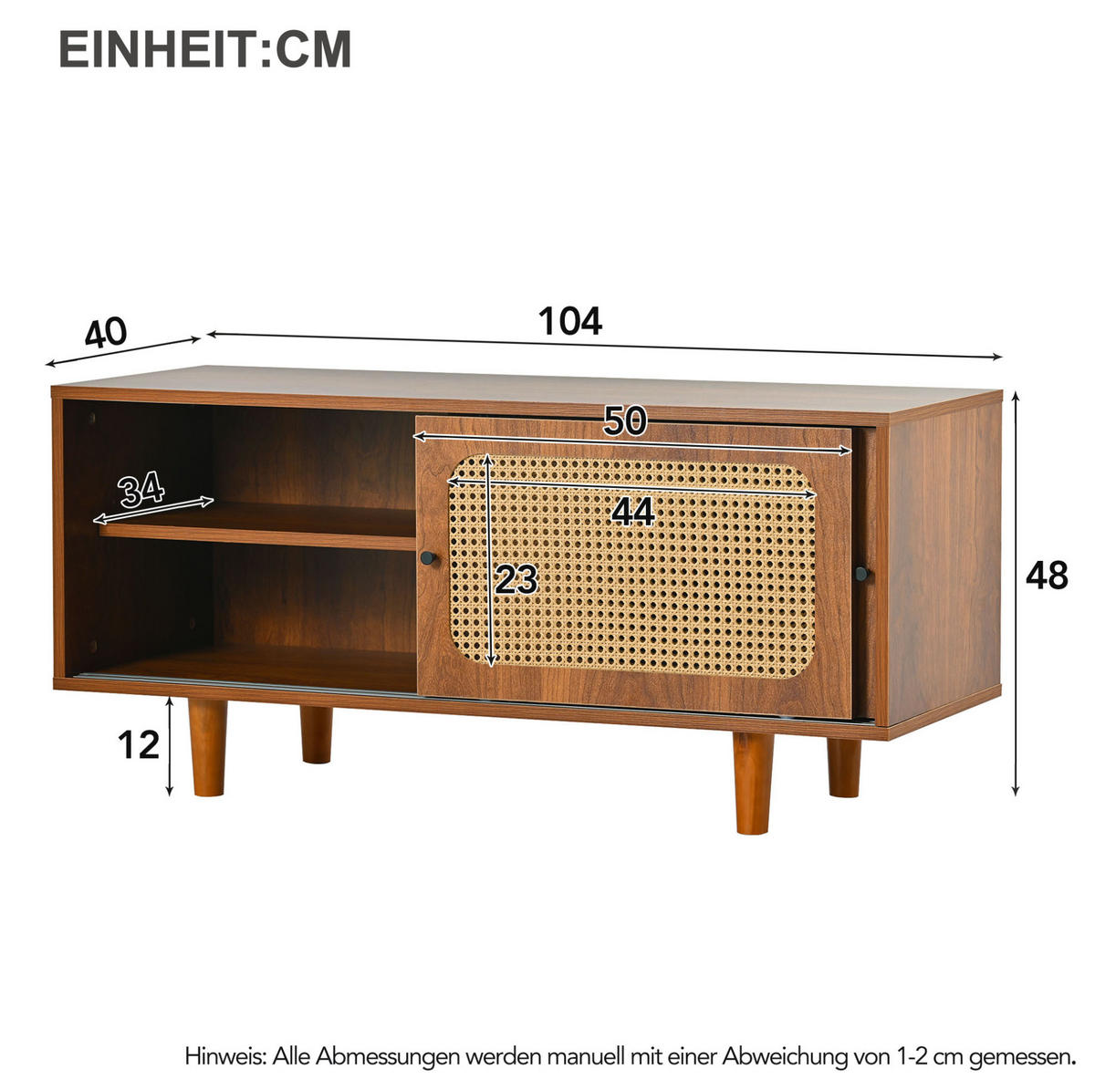 SCHUHSCHRANK 104/40/48 cm in Walnuss mit 2 Türen und verstellbarem Einlegeboden - Walnussfarben, Holzwerkstoff (104/48/40cm) - Flora Grace