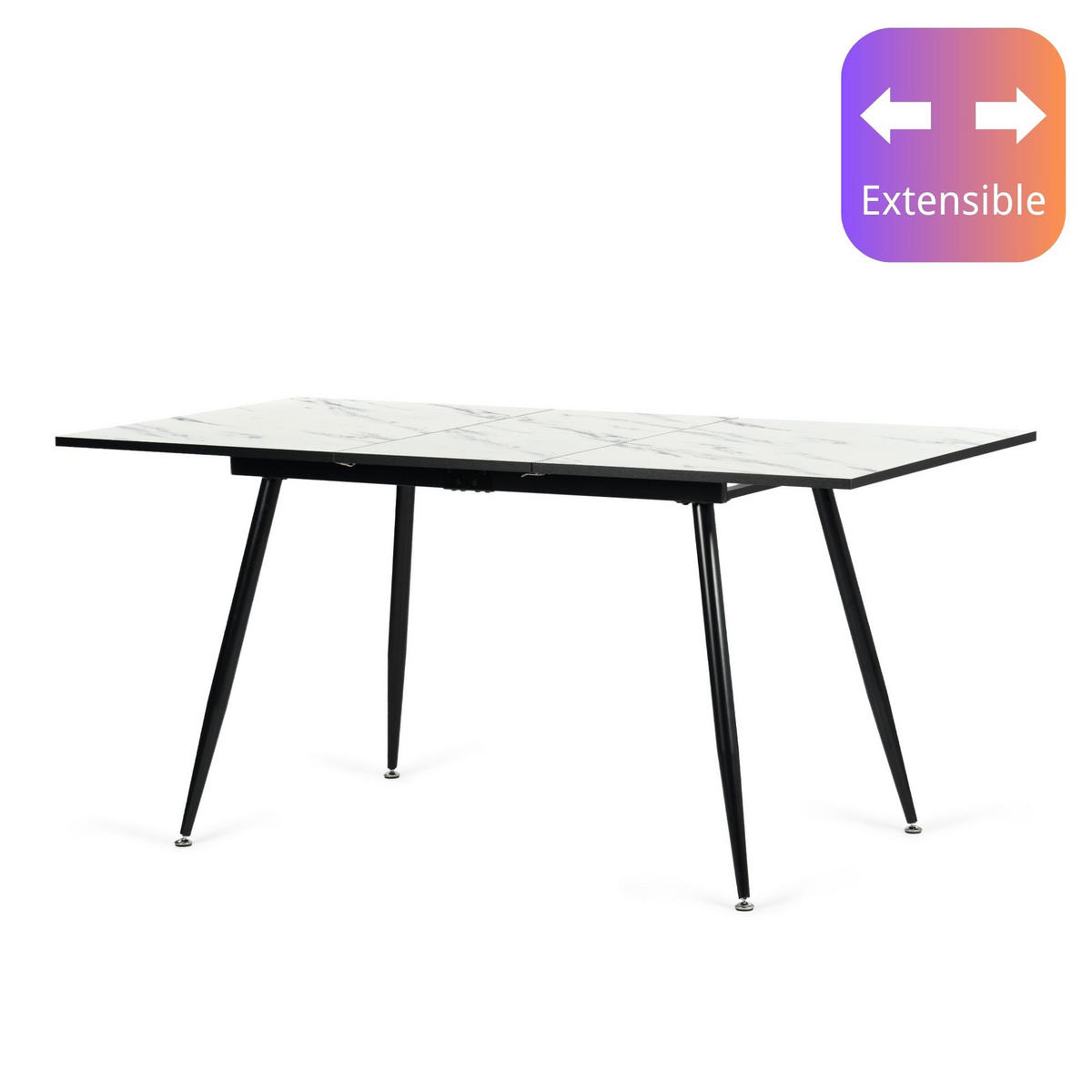 ESSTISCH SET Schwarz und Wildleder - Schwarz/Braun, Holzwerkstoff/Metall (80/75/160cm) - Urban Meuble