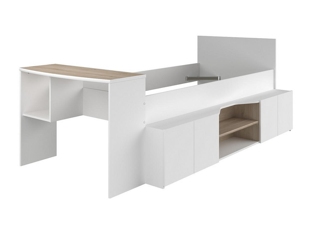 HOCHBETT Cleo 1 in Weiß und Jackson Eiche 90 x 200 cm - Weiß, Holz/Holzwerkstoff (90/200cm) - Vente-Unique