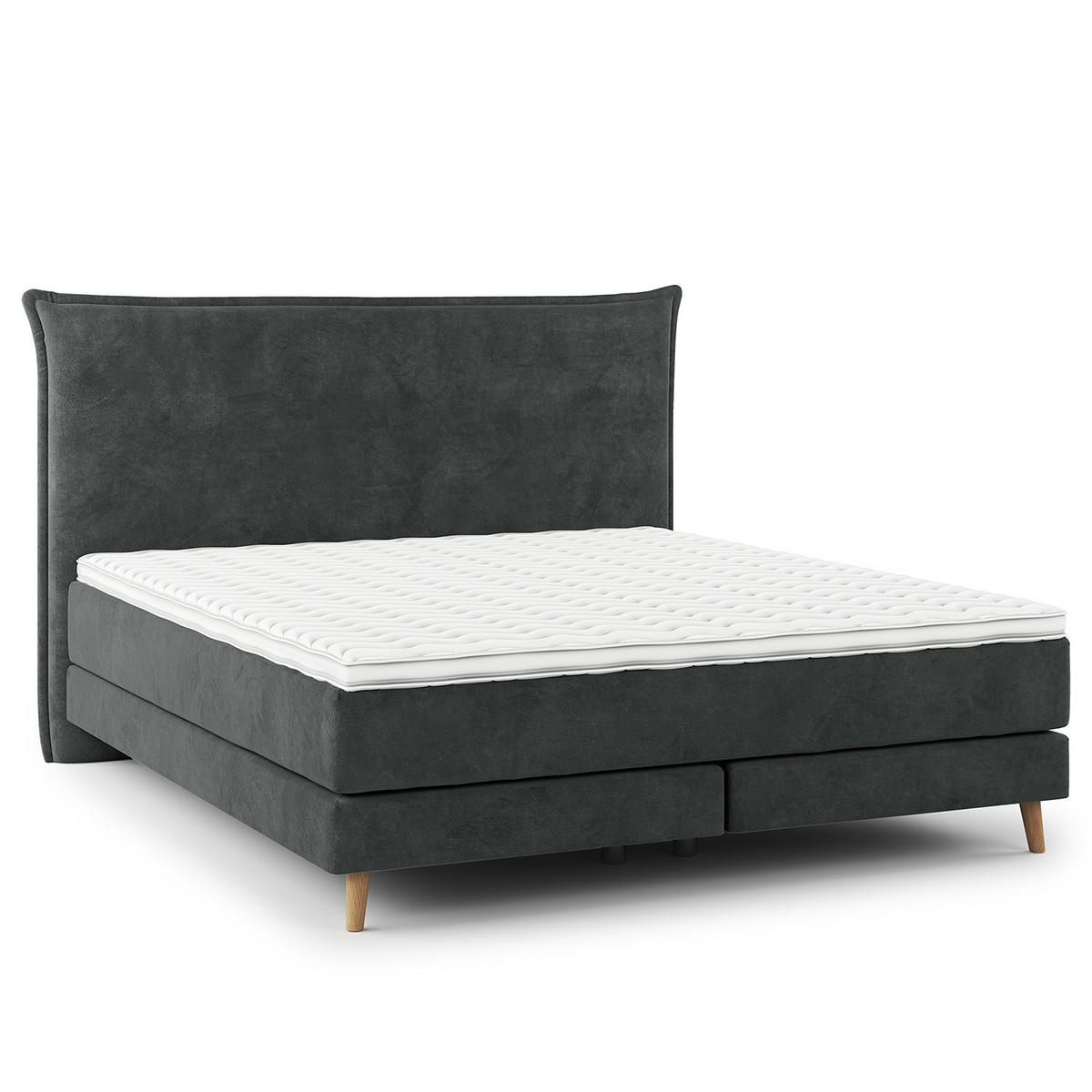BOXSPRINGBETT - Klassisch - Dunkelblau, Holz (180/200cm) - home24