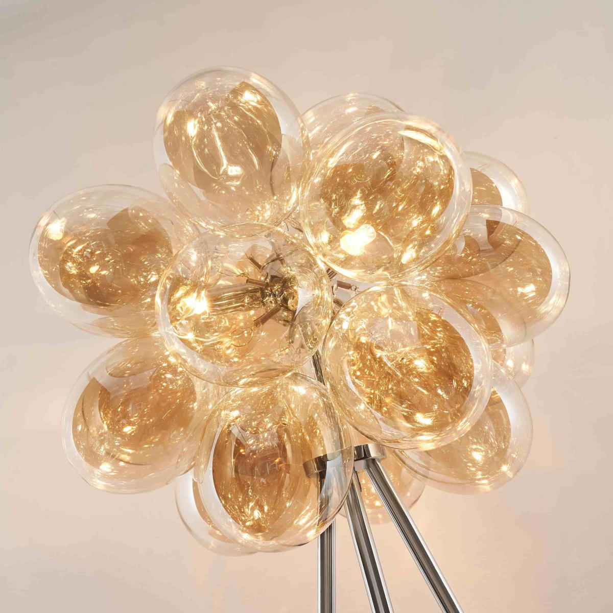 STEHLEUCHTE Bartali, Bernsteinfarben und verchromt, 150cm - Goldfarben, Glas (150/38/150cm) - KOSILUM