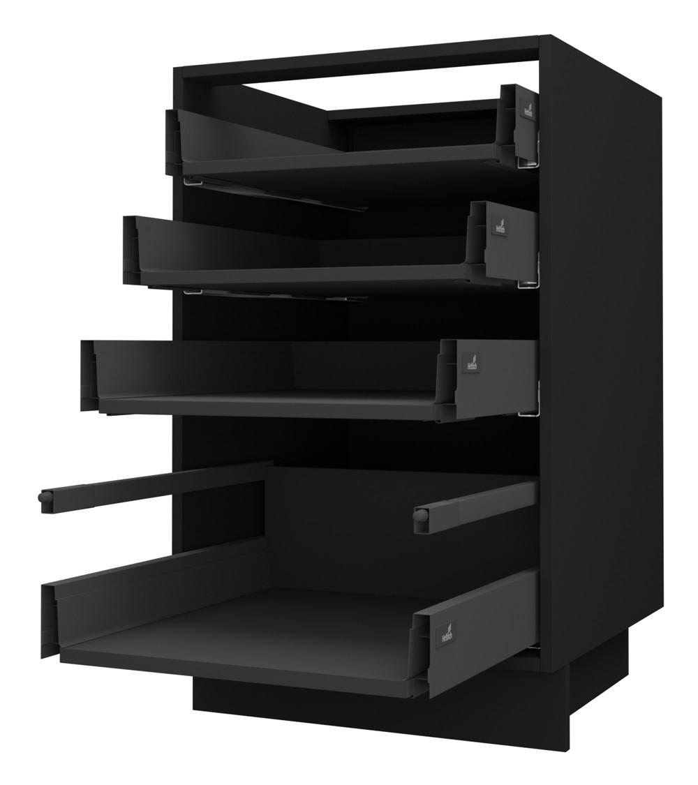 Thumbnail - Feldmann-Wohnen Schubladenunterschrank, Creme, Schwarz, Holz, 4 Schubladen, Rechteckig, 40x82x50 cm, Küchen, Küchenmöbel...