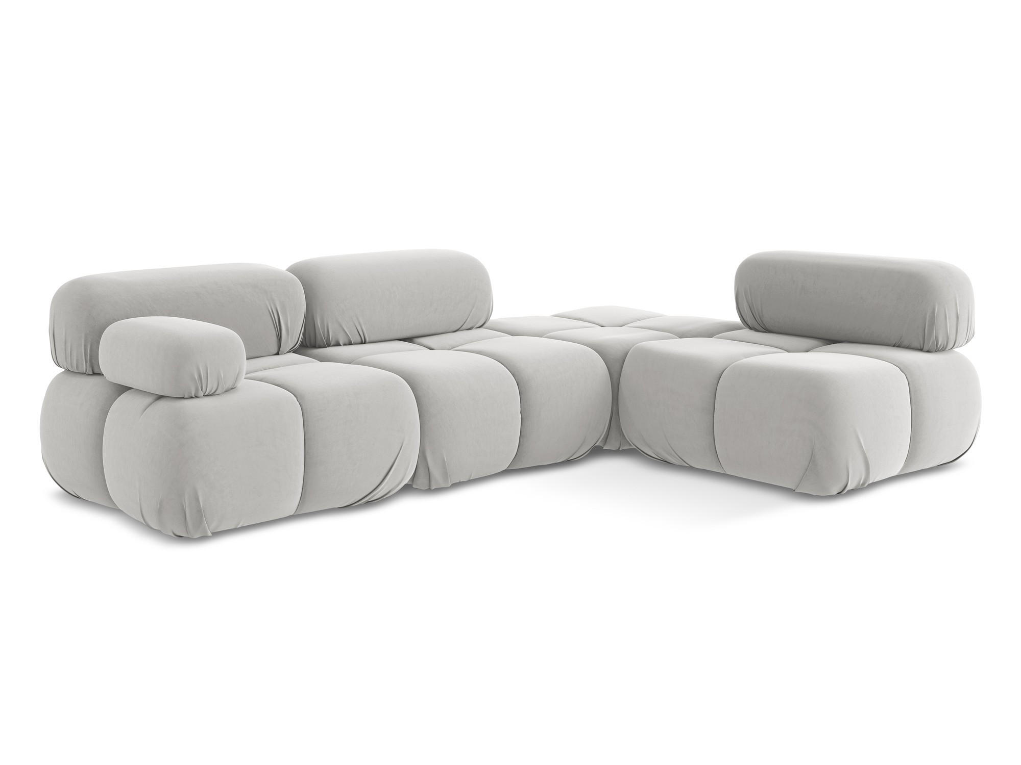 ECKSOFA Rechts Samt Stoff Grau - Silberfarben/Schwarz, Kunststoff/Textil (285/190cm) - Makamii