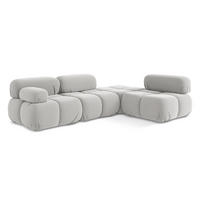 ECKSOFA Rechts Samt Stoff Grau - Silberfarben/Schwarz, Kunststoff/Textil (285/190cm) - Makamii