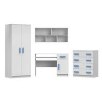 KINDERZIMMER-SET INGE III Weiß/Blau 4-teilig - Blau/Weiß, Holzwerkstoff (270/193/50cm) - Deine Möbel 24