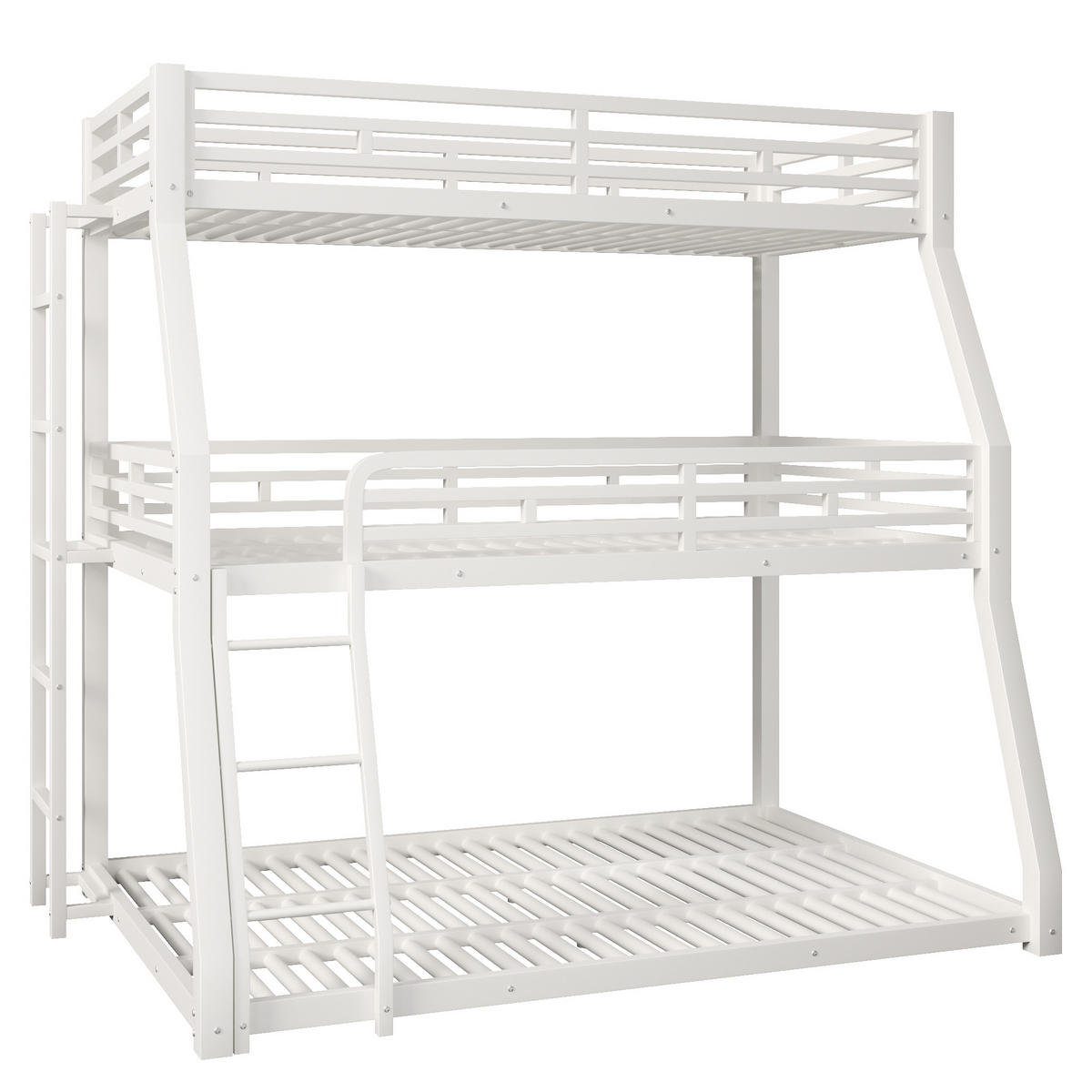 ETAGENBETT 90/120/140 x 200 cm, 3 Ebenen, DE-42019, in Weiß - Weiß, Metall (140/200cm) - ComfortXL