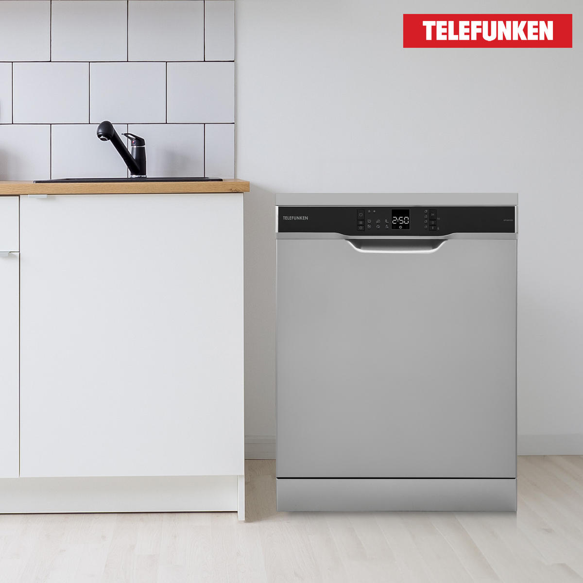 GESCHIRRSPÜLER freistehend, 60 cm Spülmaschine, 12 Maßgedecke, 6 Programme, AquaStop, Eco, Silber - Silberfarben, Kunststoff/Metall (59.8/85/59.8cm) - Telefunken