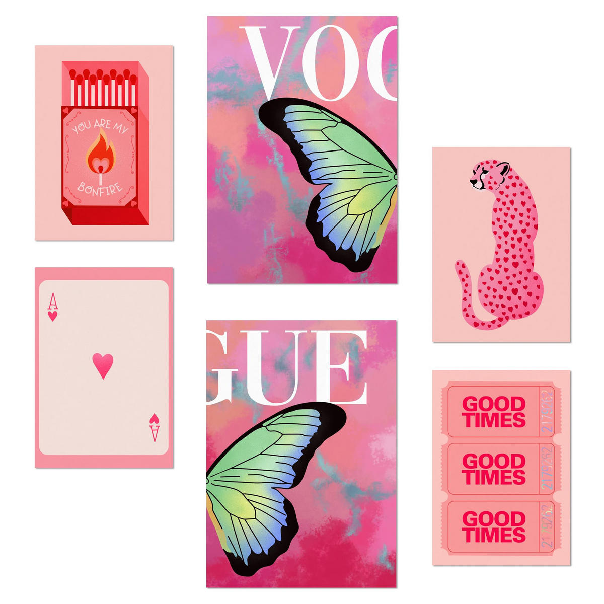 POSTER Set Mit 6 Moderner Kunst A3 & A4 Rahmenlos - Klar, Papier (29/3cm) - Nacnic