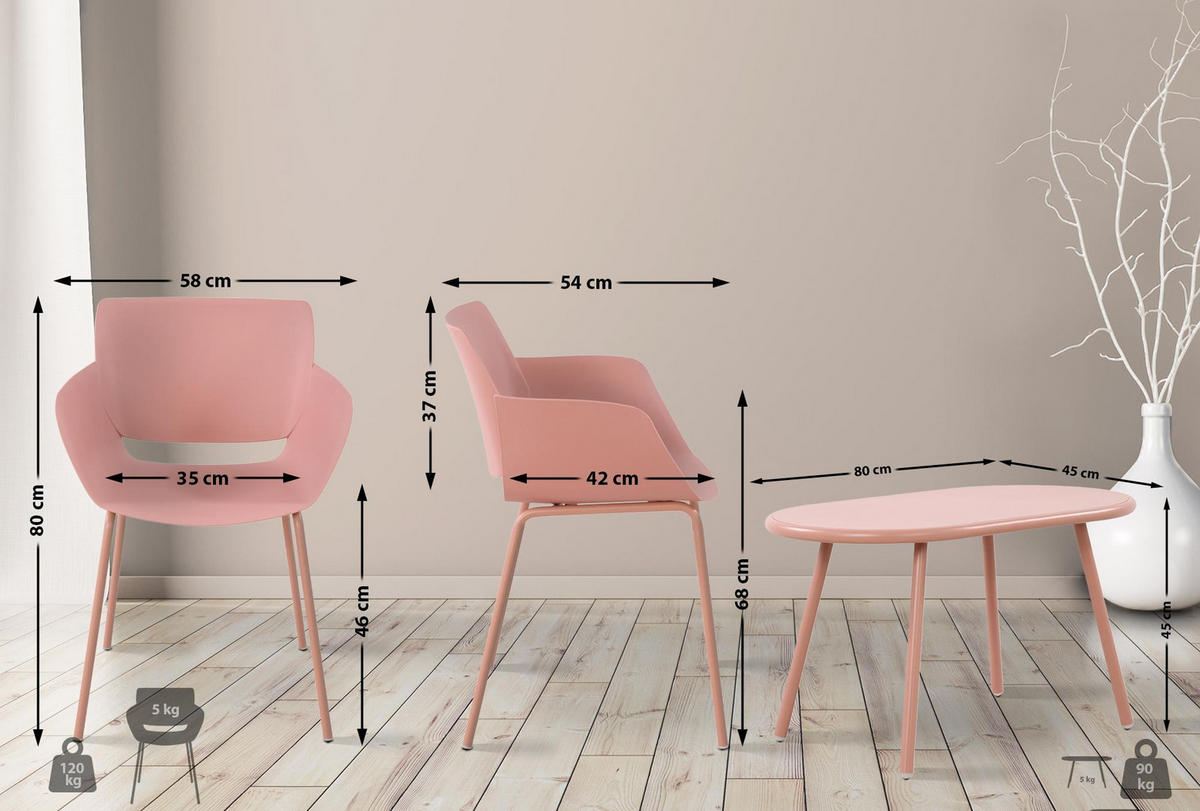 GARTENSITZGRUPPE Kunststoff pink - Pink, Kunststoff - CLP