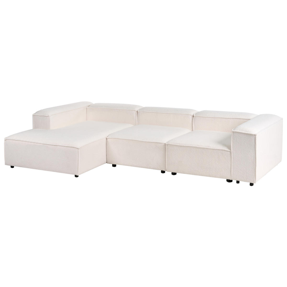 ECKSOFA Modul 4-Sitzer Bouclé Cremeweiß rechtsseitig Ardal - Creme, Textil (326/180cm) - Beliani