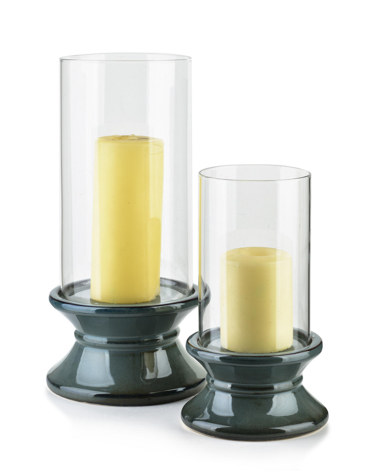 KERZENHALTER Evam Blau 14.5/14.5/24 cm Keramik und Glas - Blau, Keramik (14.5/24/14.5cm) - Mondex