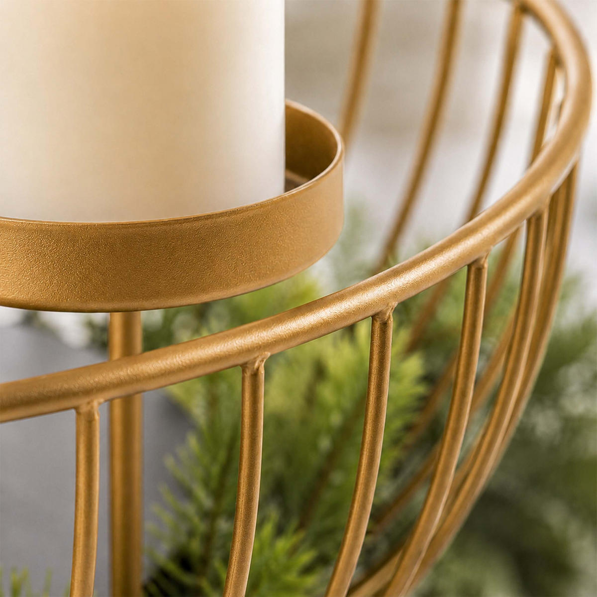 ADVENTSKRANZ Gold Stahl 4 Kerzenhalter 33 cm - Goldfarben, Metall (10cm) - Relaxdays