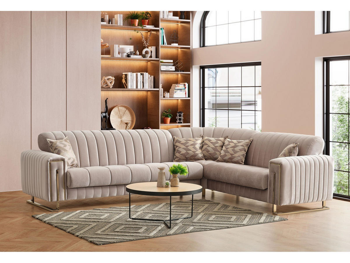 ECKSCHLAFSOFA Kochi Beige - Langer Schenkel Links - Beige, Holzwerkstoff/Kunststoff (315/245cm)
