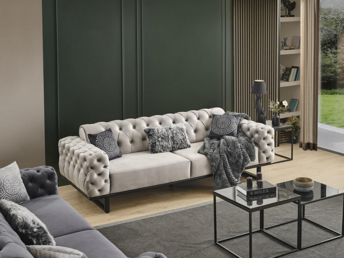 3-SITZER Sofa ZEN SOFA, Seidengrau - Hellgrau, Holz/Textil (270/80/100cm) - Villa Möbel