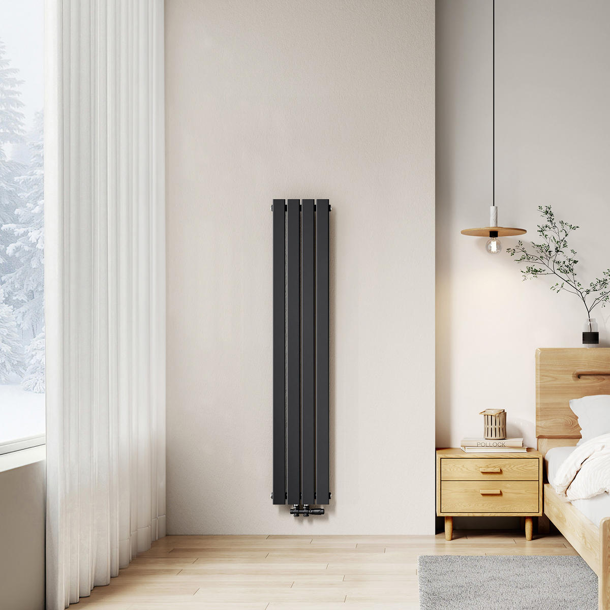 HEIZKÖRPER Flachheizkörper Schwarz 160/30/4,9 cm - Anthrazit, Metall (30/160/4.9cm) - EMKE