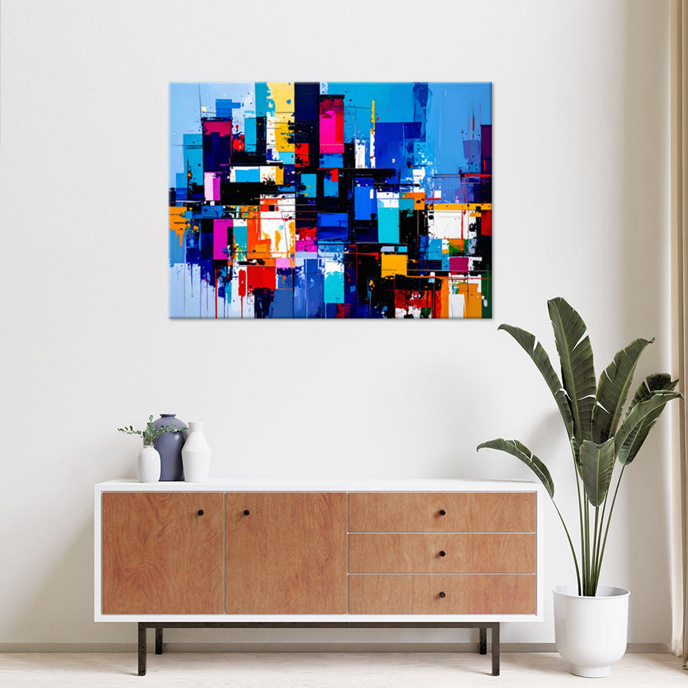 LEINWANDBILD Bunte Abstrakt Spritzer 120x80cm - Multicolor, Textil (120/80cm) - Feeby