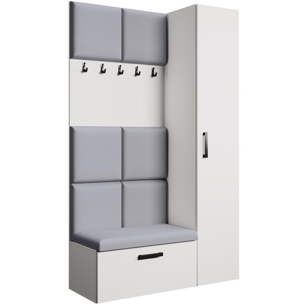 GARDEROBE Margaret I+IV 121/203/43 mit gepolsterten Paneelen - Schwarz/Weiß, Holzwerkstoff/Kunststoff (121/203/43cm) - Beautysofa