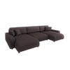 WOHNLANDSCHAFT Emma Dunkelbraun Cord - Dunkelbraun/Schwarz, Holz/Kunststoff (332/170cm) - S-Style Möbel