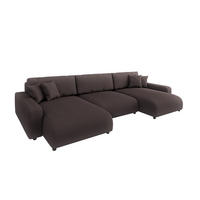 WOHNLANDSCHAFT Emma Dunkelbraun Cord - Dunkelbraun/Schwarz, Holz/Kunststoff (332/170cm) - S-Style Möbel