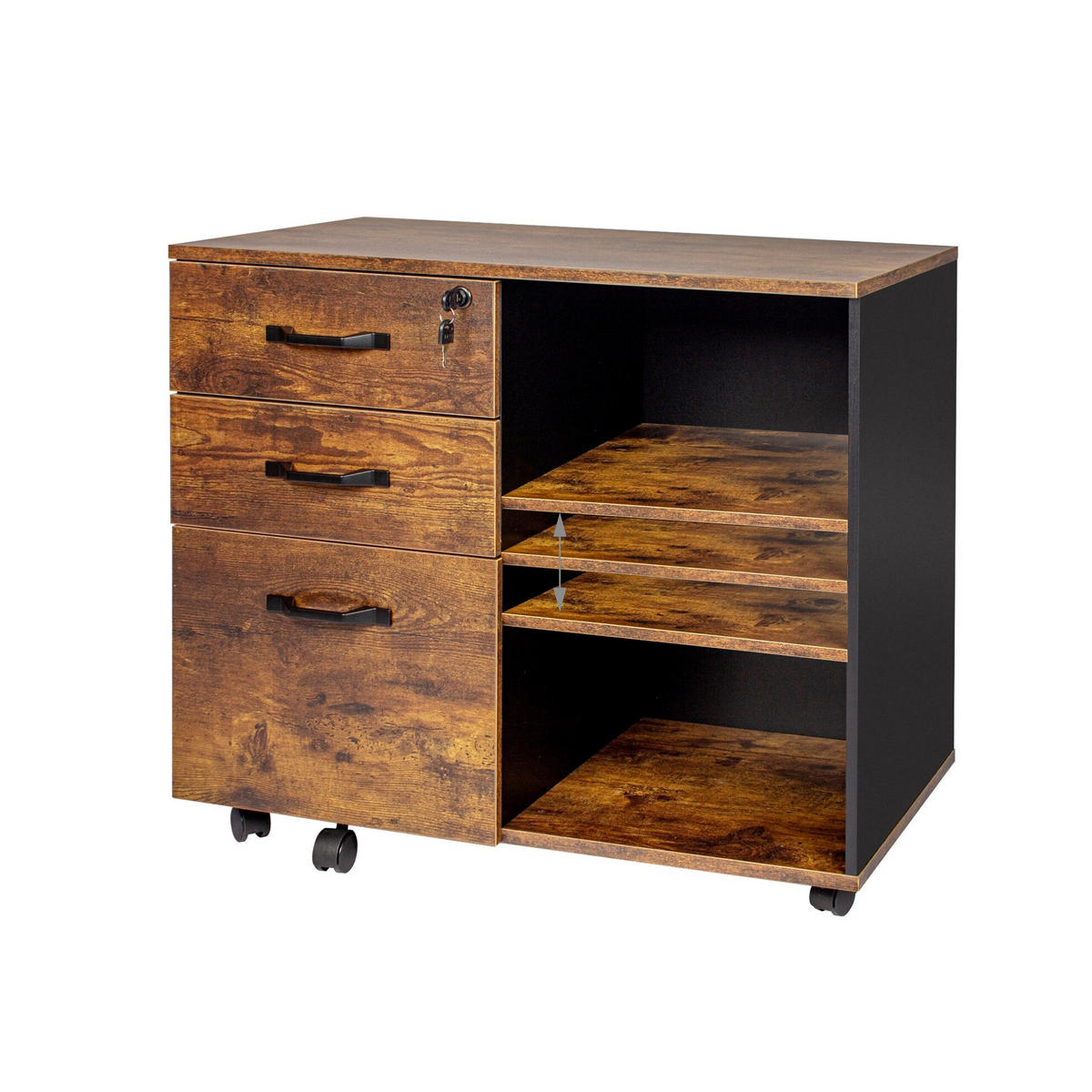 ROLLCONTAINER - Silberfarben/Multicolor, Holzwerkstoff/Kunststoff (80/66/40cm) - Relaxdays